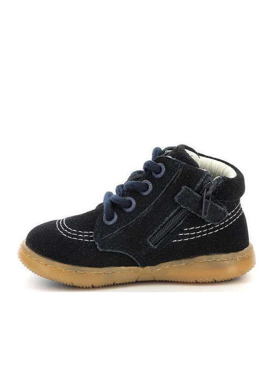 Lederne Kinderstiefeletten mit Schnürsenkeln Blau