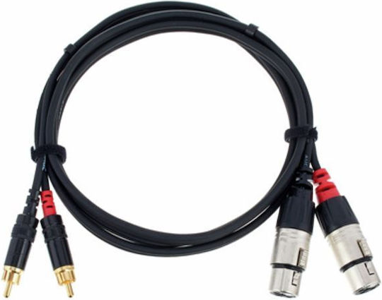 Cordial CFU 1.5 FC Кабел XLR женски - RCA мъжки Черен 1.5м CFU 1.5 FC
