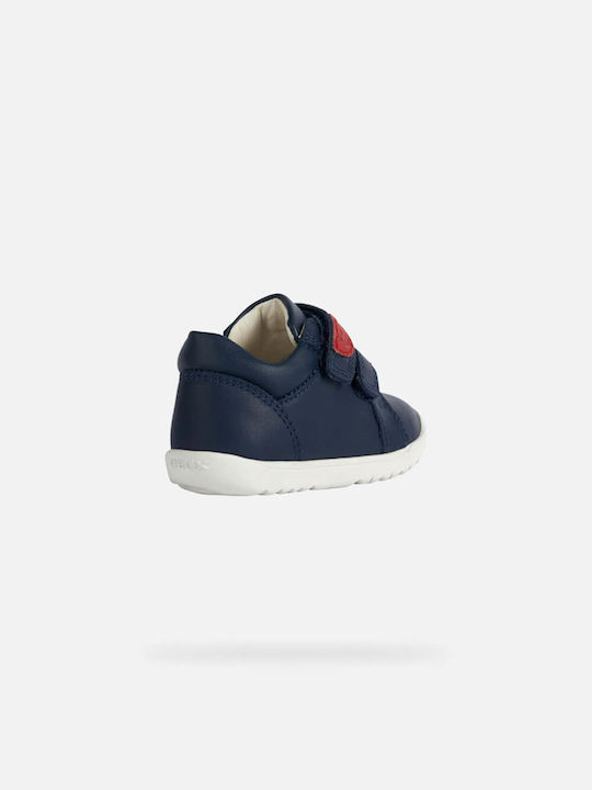 B Macchia Lederne Kinderstiefeletten mit Klettverschluss Marineblau