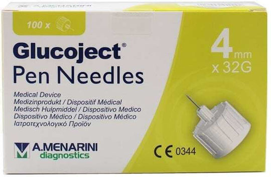 Menarini Glucoject Pen Insulin Needles 32G x 4mm 100pcs