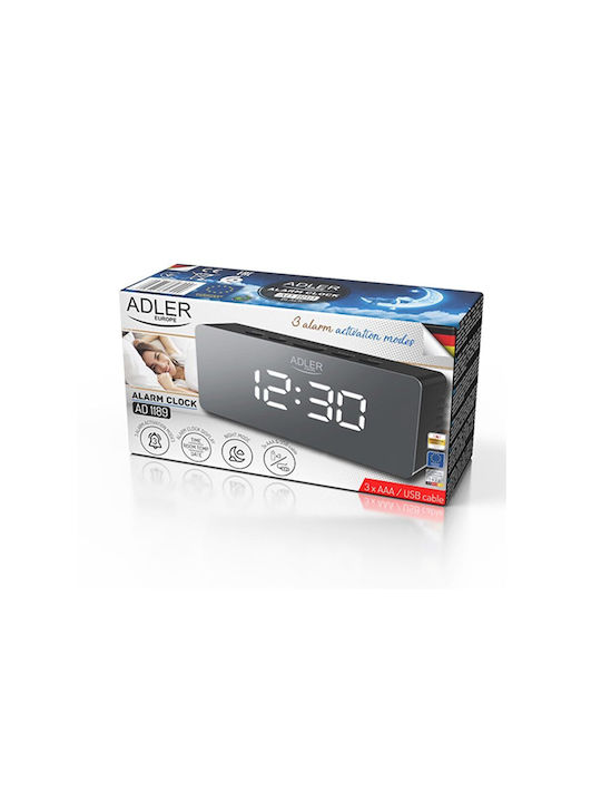 Adler Tabletop Digital Clock with Alarm Black AD 1189B
