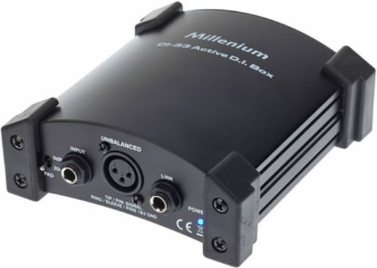 Millenium DI-33 Aktiv DI Box 1 Kanal mit Batterie und Phantom Power