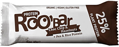 RooBar Pea & Rice Protein Riegel mit 25% Protein & Geschmack Chocolate Chip Hazelnuts 40gr