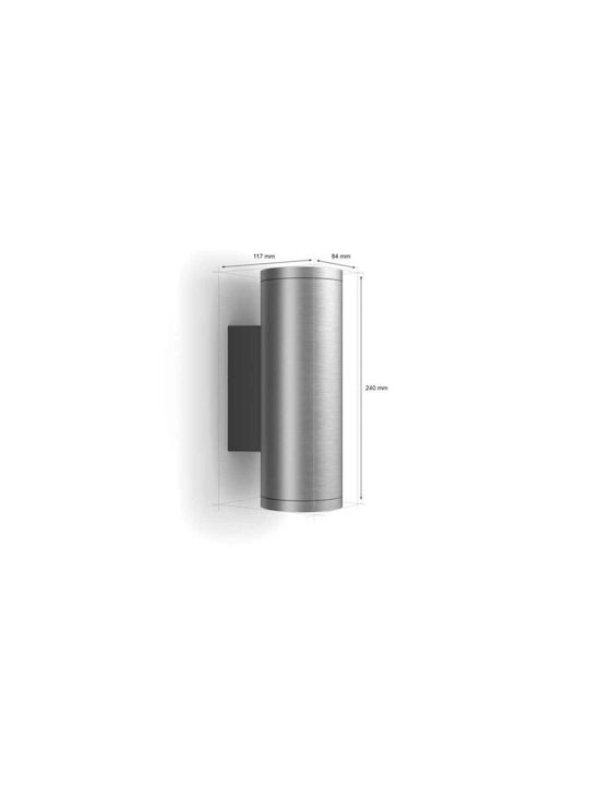 Philips Επιτοίχιο Εξωτερικό Φωτιστικό IP44 Διπλής Δέσμης 24x8x11.7εκ.