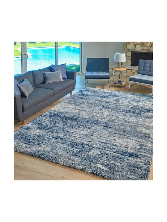 Saray Home Rug Rectangular Shaggy Blue-ivory