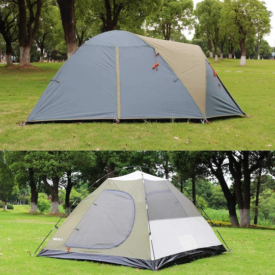 AlpinPro Earth 3 Campingzelt Tunnel Klettern Schwarzes mit Doppeltuch 4 Jahreszeiten für 3 Personen Wasserabweisung 3000mm 210x180x120cm