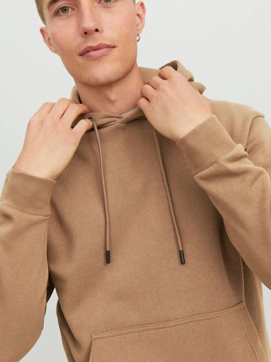 Jack & Jones Men's Sweatshirt with Hood and Pockets Brown