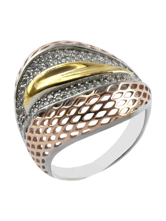 Silverline Women's Gold Plated Silver Ring with Zircon