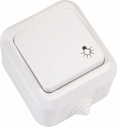 Makel Complete Wall Push Staircase Button with Frame Μονό Στεγανό White 18302