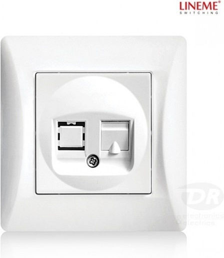 Lineme Single Network Socket RJ45 Cat6 White 50-00118-1