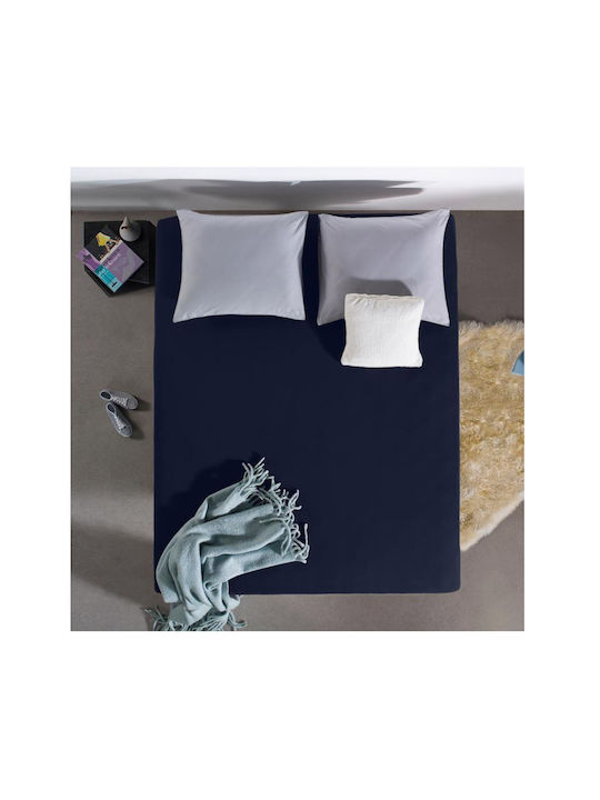 DreamHouse Cearșaf Super dublu cu Elastic 160x200+30cm. Albastru