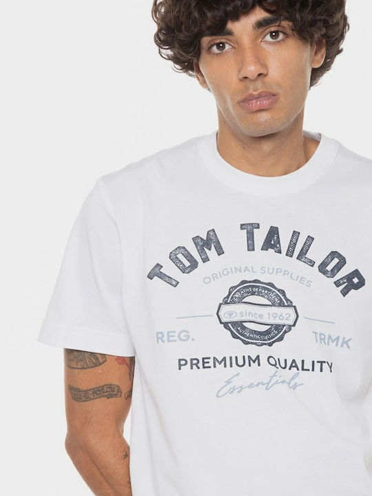 Tom Tailor T-shirt Bărbătesc cu Mânecă Scurtă White