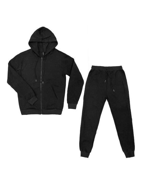 Ustyle Set Fleece Sweatpants with Rubber Black