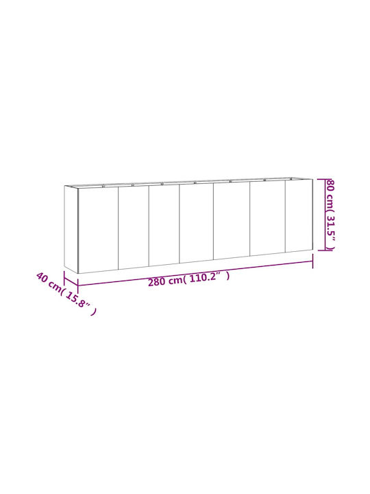 vidaXL Blumenkasten Metallisch Braun 280x40x80cm.