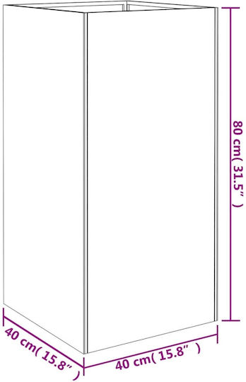 vidaXL Ζαρντινιέρα Μεταλλική Καφέ 40x40x80εκ.