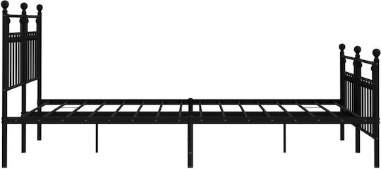 Bett King Size Metall Schwarz mit Latten für Matratze 183x213cm