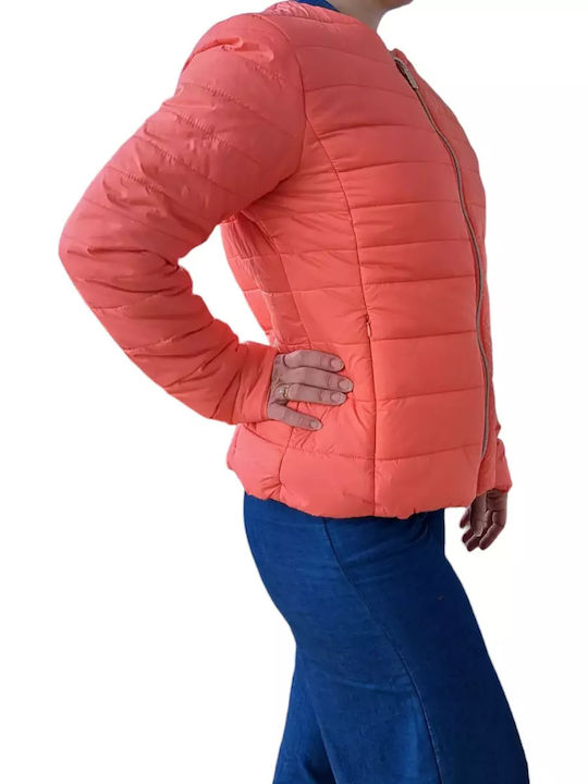 Remix Women's Short Puffer Jacket for Spring or Autumn Coral