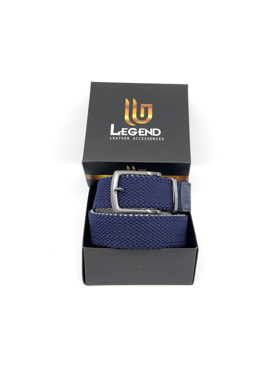 Legend Accessories Men's Knitted Leather Elastic Double Sided Belt Blue