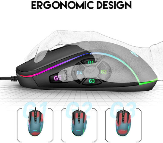 Weibo X9 RGB Gaming Ποντίκι 3200 DPI Γκρι