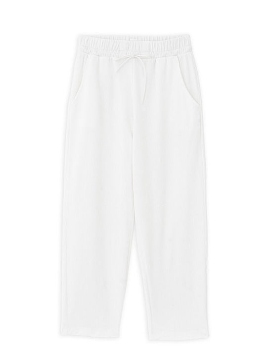 Philosophy Wear Women's High-waisted Cotton Trousers with Elastic White