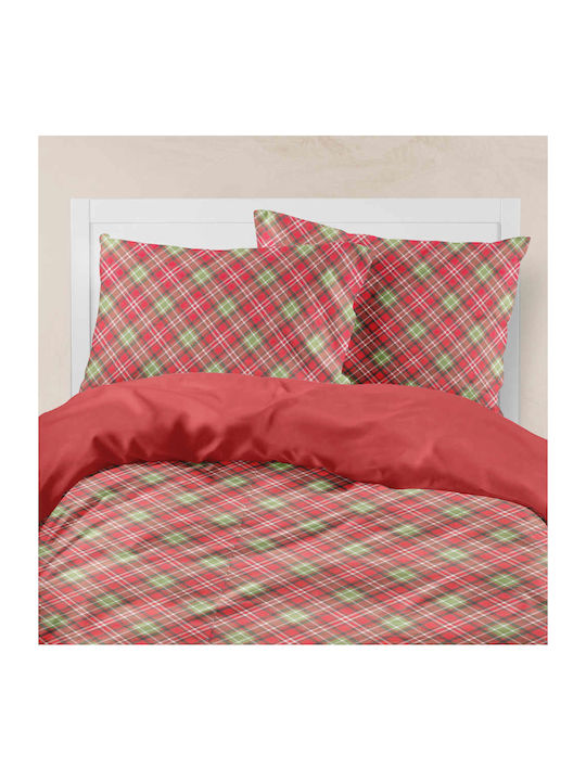 Borea Duvet Cover Set Cotton Queen with 2 Pillowcases 220x240 Red