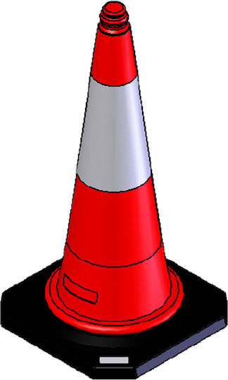Doorado Traffic Cone Made of Plastic in Red Colour 35x75cm