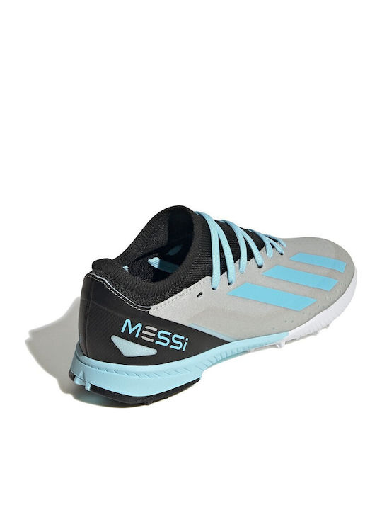 X Crazyfast Messi 3 TF Ghete De Fotbal Pentru Copii Cu Talpă Cu Crampoane Argintii