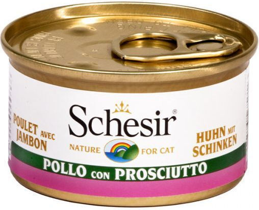 Schesir Nature for Cat Hrană Umedă pentru Pisici Adulte în Conservă cu Ham și Pui 85gr