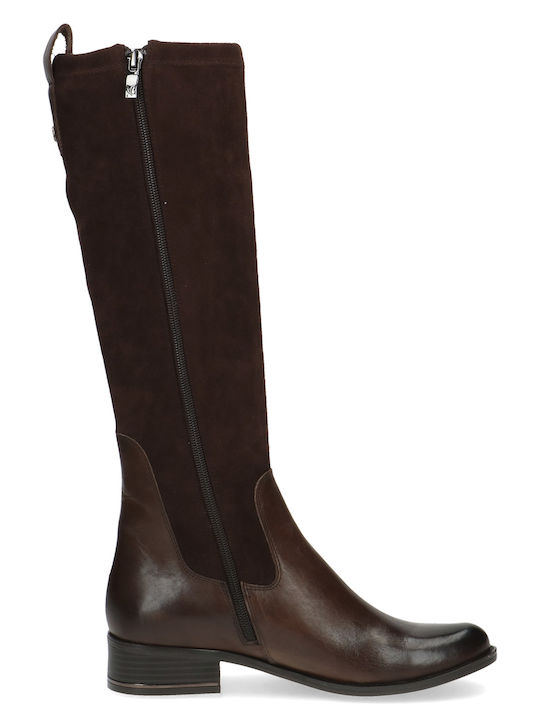Leather Riding Boots with Zipper Brown