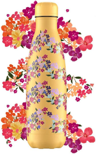 Chilly's Original Series Floral Thermos Bottle Stainless Steel BPA Free 500ml Yellow