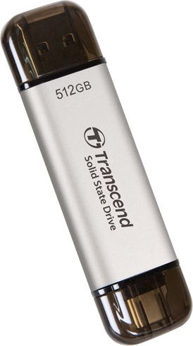 Transcend ESD310 512GB USB 3.2 SSD Стик с връзка USB-A & USB-C Сребрист