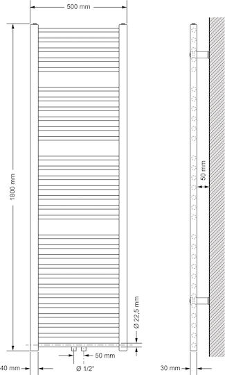 ECD Germany Towel Rail Bathroom 500x1800 White