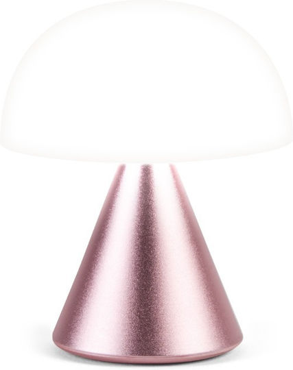 Lexon Metal Table Lamp LED with White Shade and Pink Base