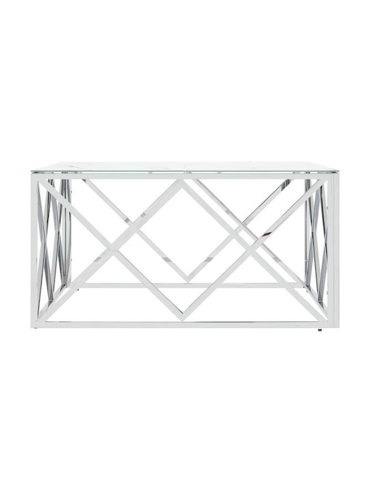 Square Central Coffee Table Glass Silver W80xL80xH40cm