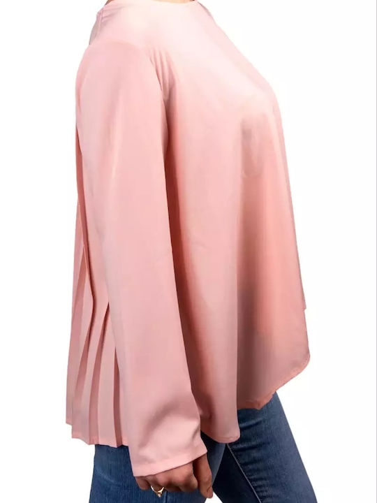 Remix Damen Sommer Bluse Langärmelig Rosa