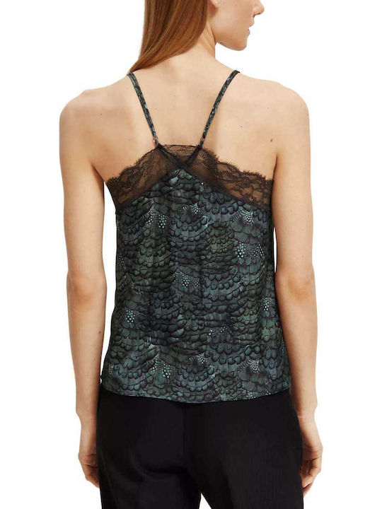 Scotch & Soda Women's Lingerie Top with Lace Feather Bottle Green