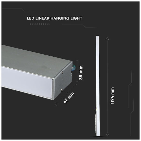 V-TAC LED Γραμμικό Φωτιστικό Οροφής 40W Ψυχρό Λευκό IP20 Μ120xΒ6.7xΥ3.5εκ.