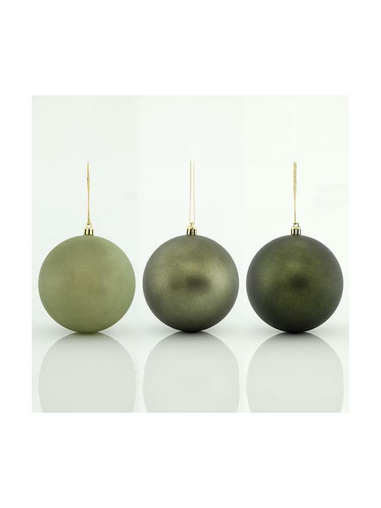 Hanging Ball Ornament Ornament Plastic Green 8cm Set 6pcs