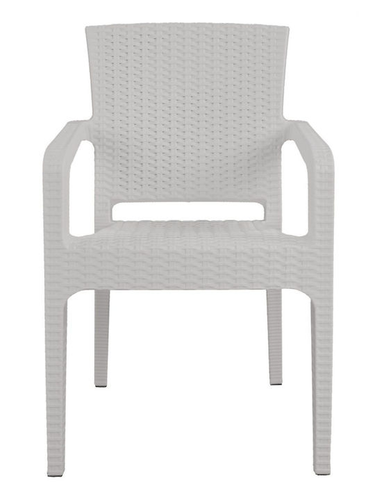 Gartenstühle Außenbereich Rattan Bianca Weiße 57.5x59.5x86cm