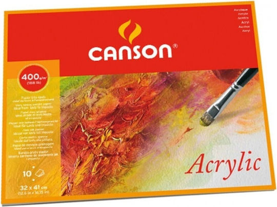 Canson Μπλοκ Ακουαρέλας Acrylic Cold Pressed 400gr No4 30x40cm 10 Φύλλα