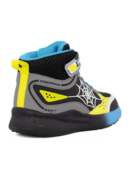 Παιδικά Sneakers High με Σκρατς & Φωτάκια Μαύρα