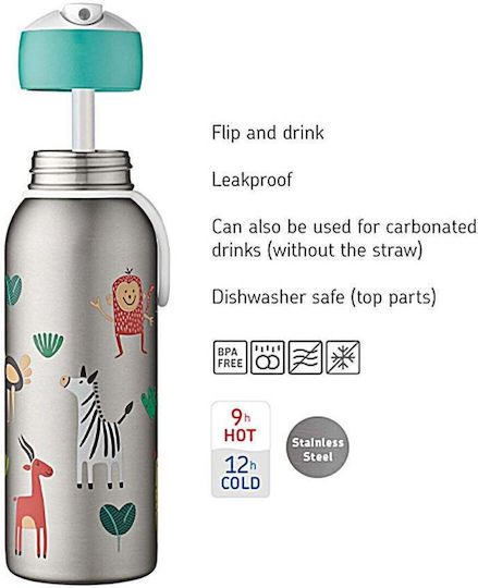 Mepal Flip Up Μπουκάλι Θερμός Ανοξείδωτο BPA Free 350ml Ασημί