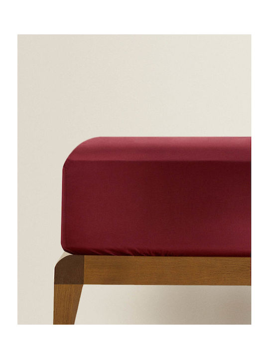 My Home Luxury Sheet Sets Semi-Double with Elastic 120x200+30cm. Monochrome Burgundy 3pcs