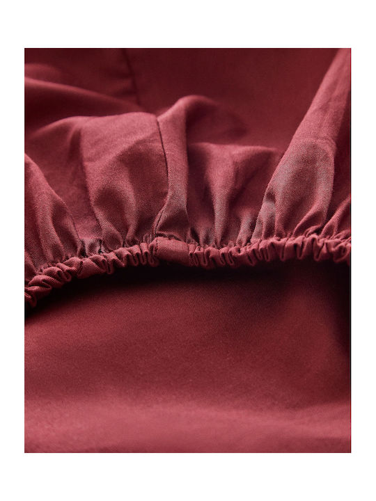 My Home Luxury Sheet Sets Semi-Double with Elastic 120x200+30cm. Monochrome Burgundy 3pcs