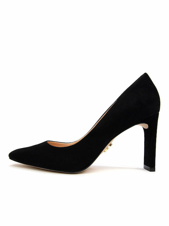 Carrano Suede Pointed Toe Stiletto Black High Heels