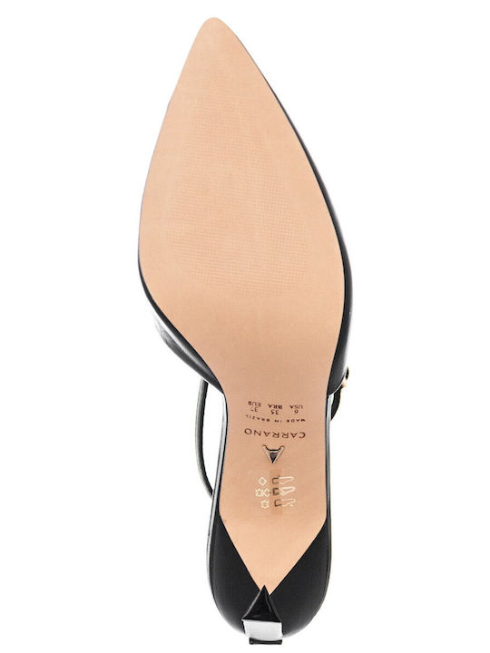 Leather Pointed Toe Black Heels