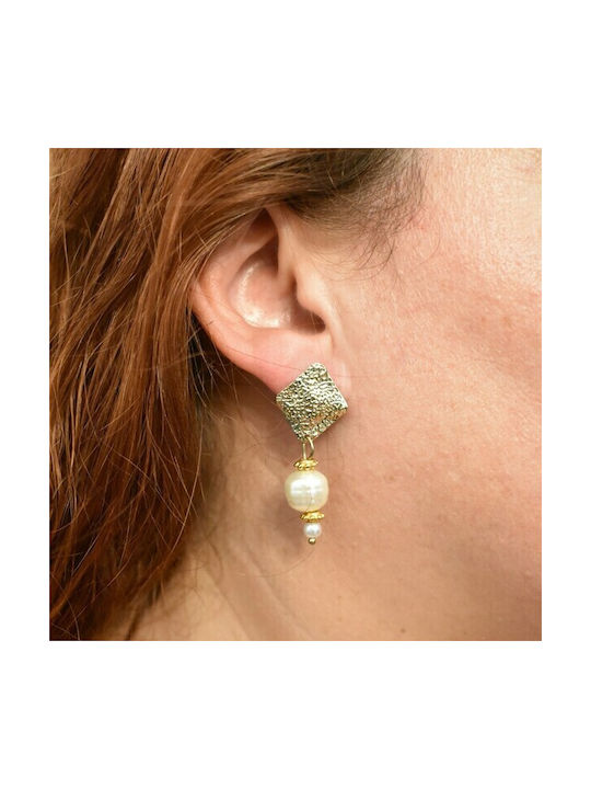 Philio Earrings Pendants Gold Plated with Pearls