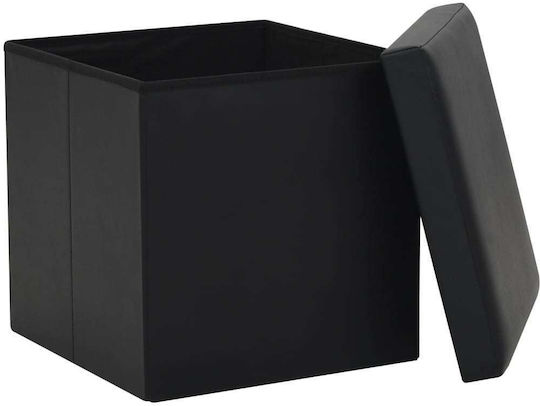 Hocker Für das Wohnzimmer Klappbar Mit Stauraum Gepolstert mit Kunstleder Schwarz 38x38x38cm
