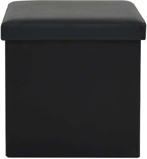 Hocker Für das Wohnzimmer Klappbar Mit Stauraum Gepolstert mit Kunstleder Schwarz 38x38x38cm