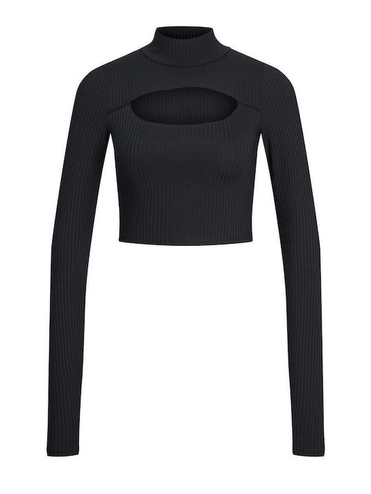 Women's Crop Top Long Sleeve Black